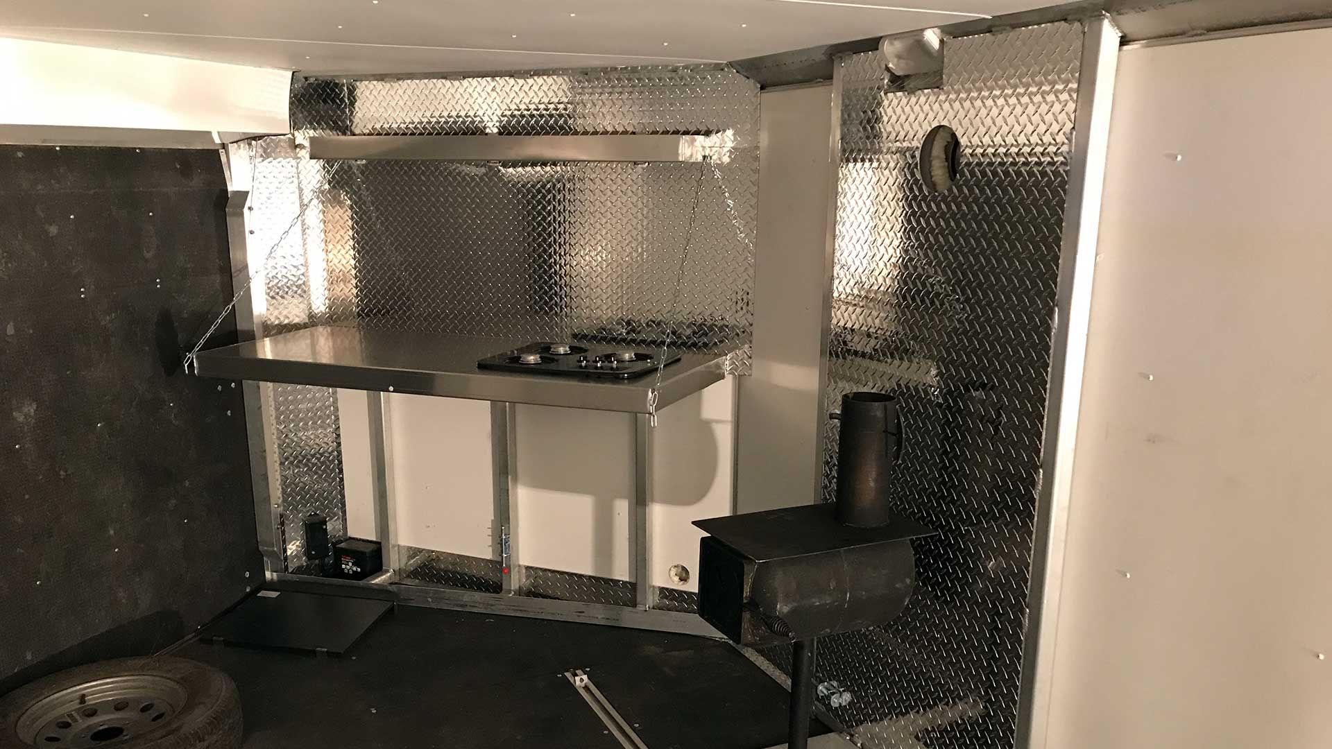 Hunting Trailer Kitchen and Stove